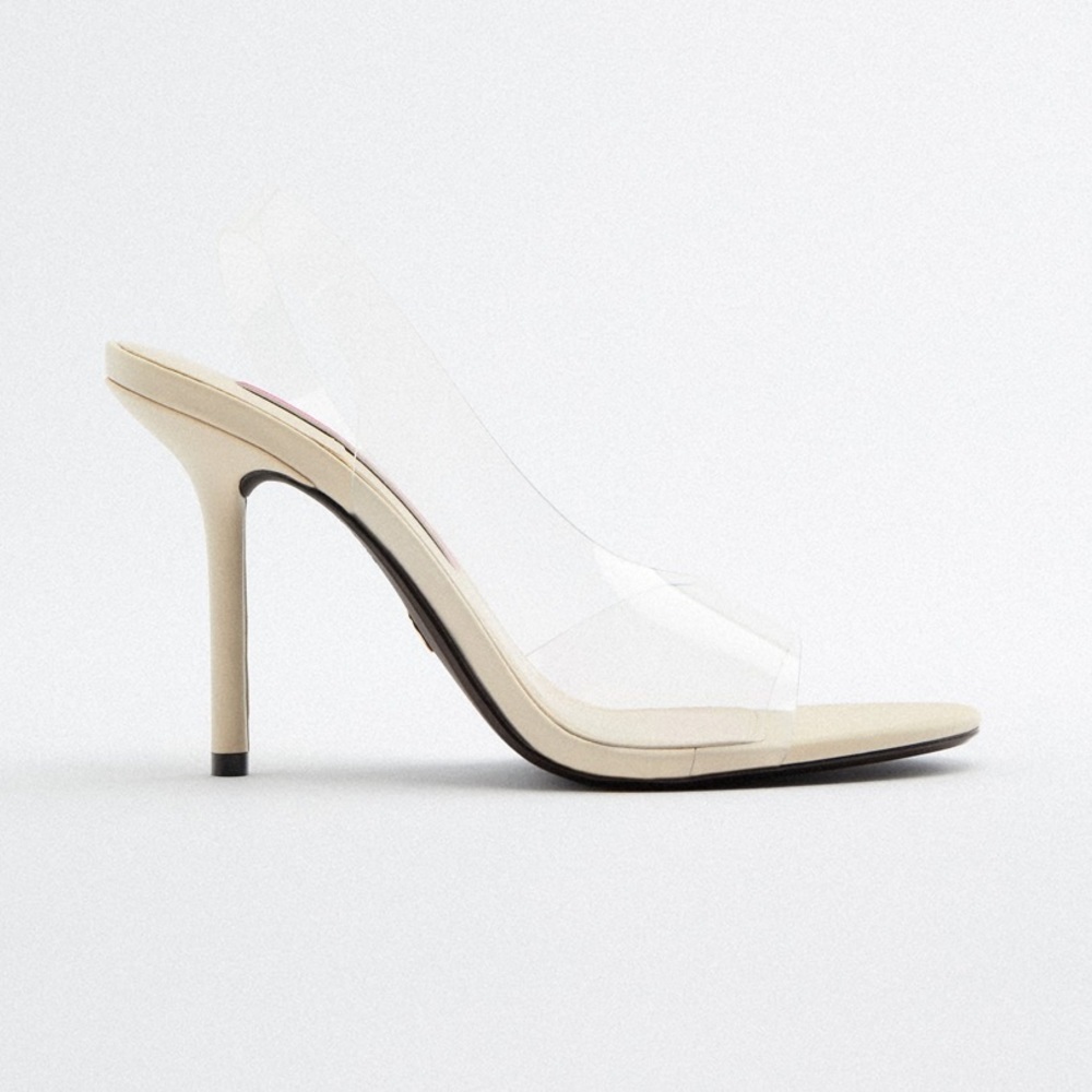 ZARA HIGH HEELED VINYL SANDALS SZ 9 and 8 - Picture 3 of 7